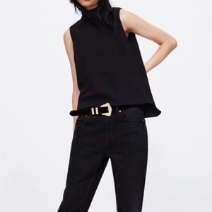 Black Sleeveless Top and Jeans